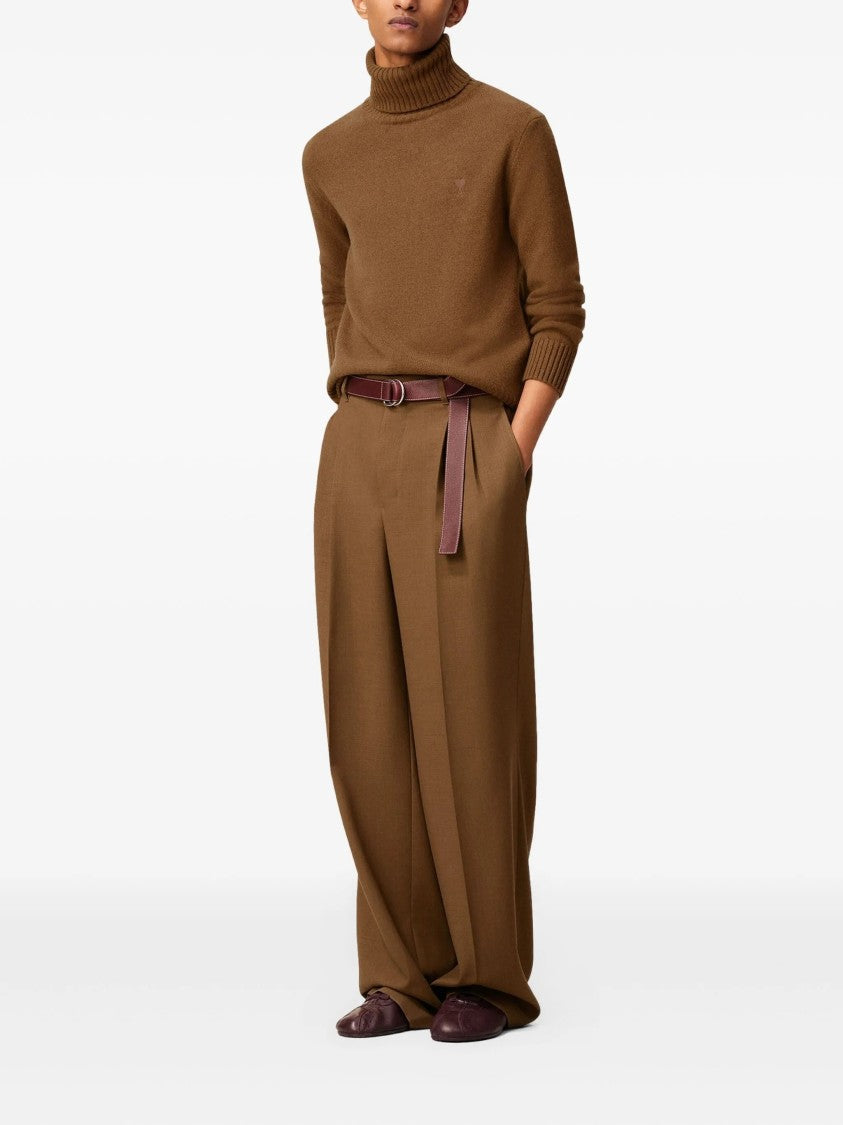 Ami Roll-Neck Sweater With Ribbed Texture