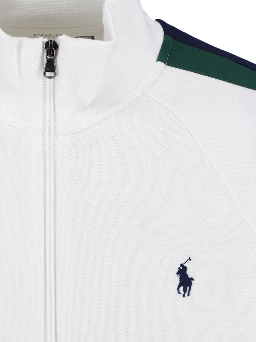 Polo Ralph Lauren White Zip-Up Cotton Blend Sweatshirt