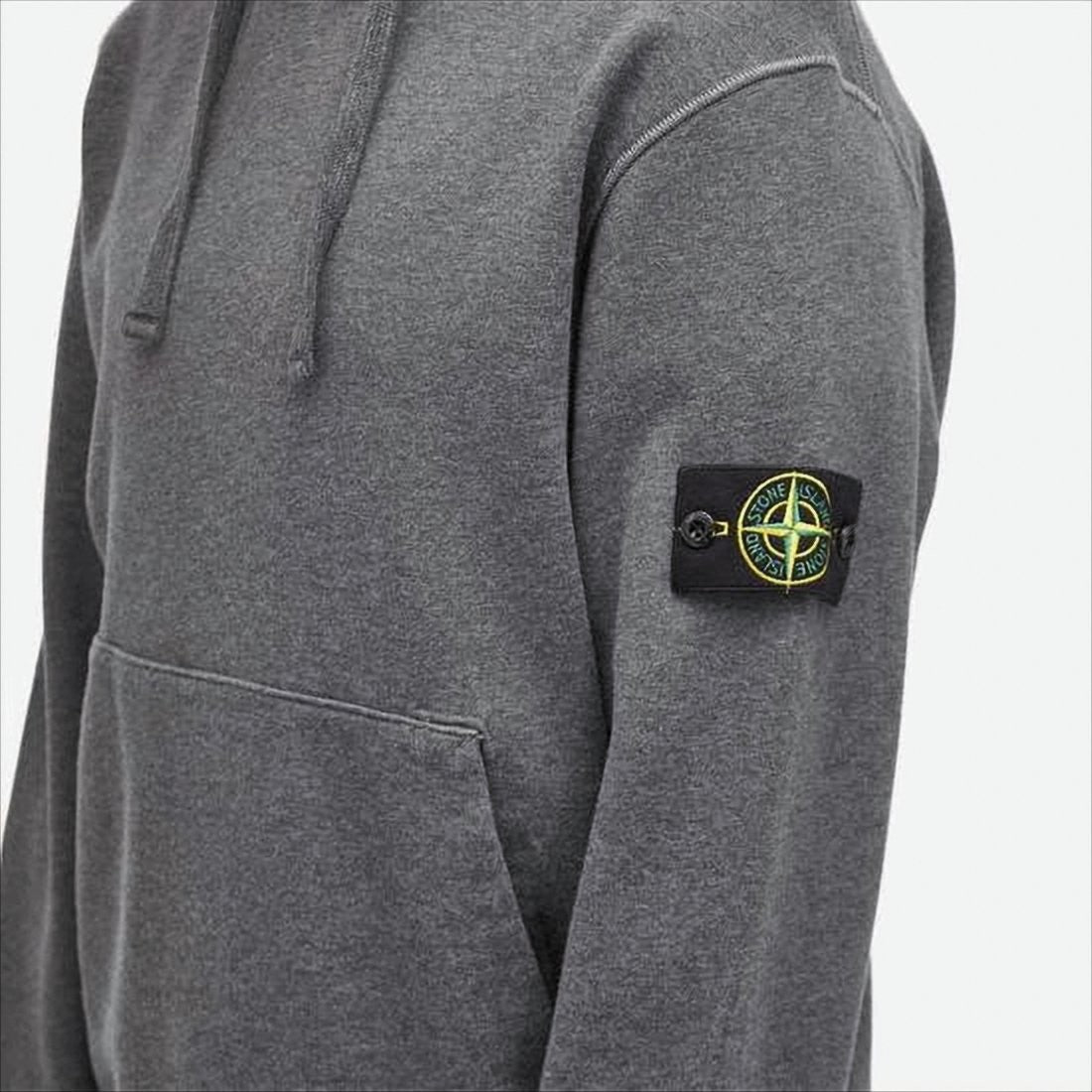 Stone Island Mid-Grey Cotton Hoodie With Signature Patch