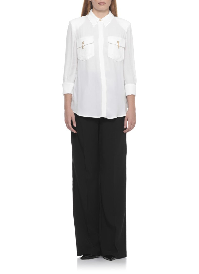 Elisabetta Franchi Viscose Shirt With Classic Collar And Flap Pockets