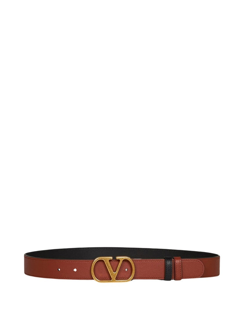 Valentino Reversible V-Buckle Calf Leather Belt