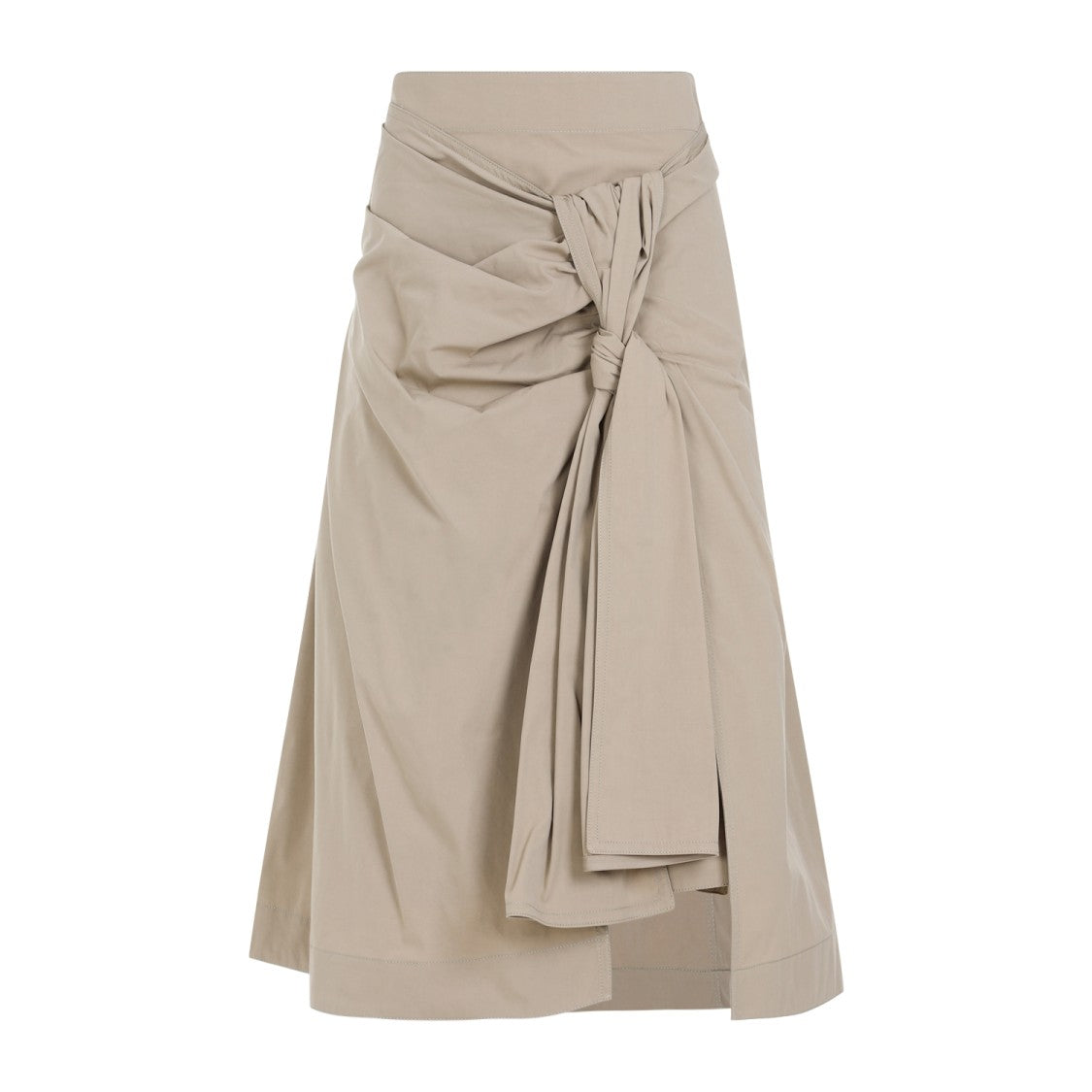 Bottega Veneta Compact Knot Sand Cotton Midi Skirt