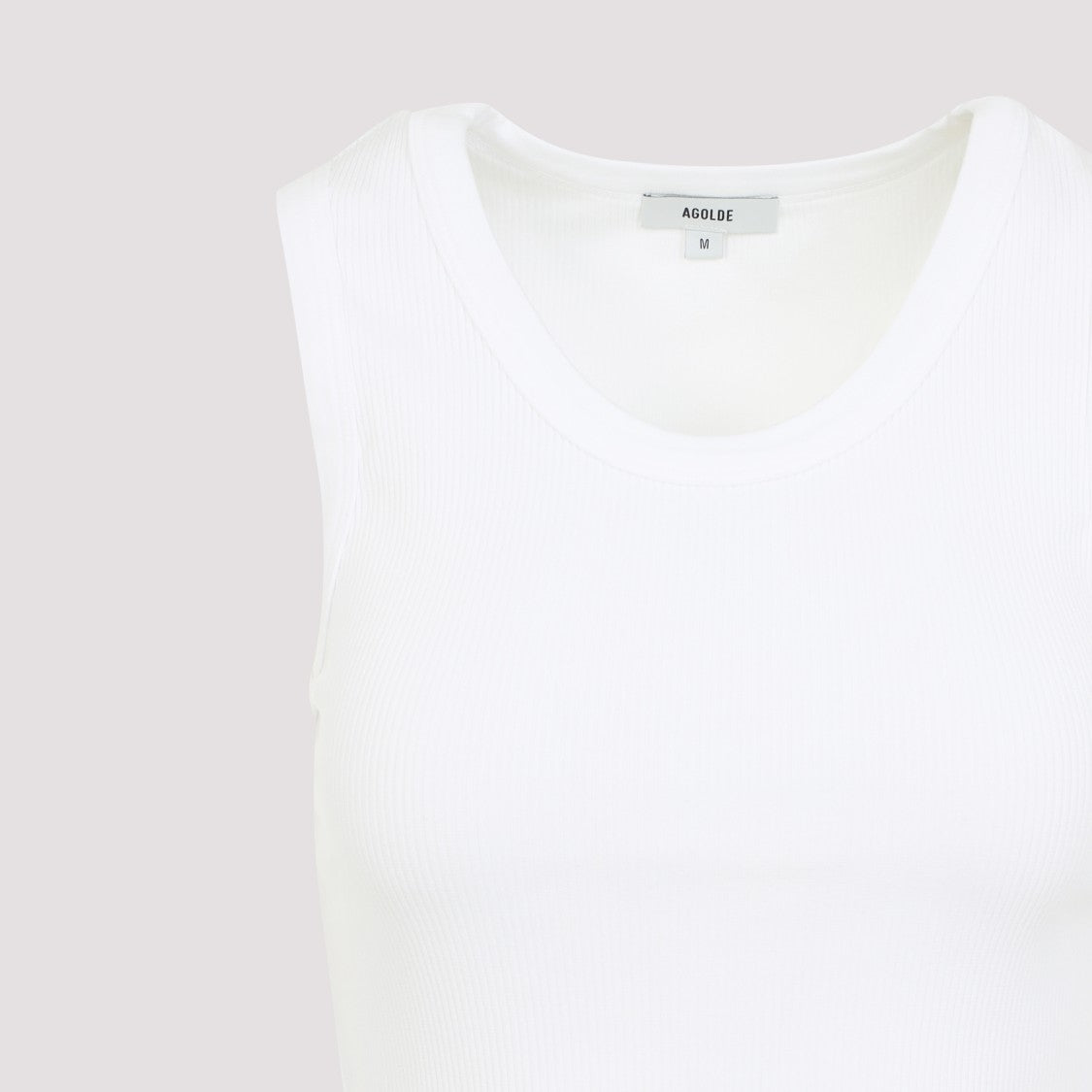 Agolde Sleeveless Cotton Blend Top With Ribbed Detail