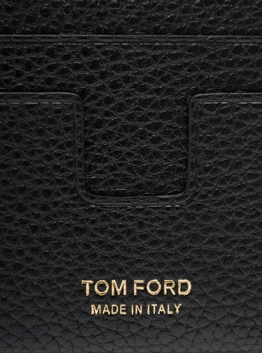 Tom Ford Textured Leather Cardholder With Elegant Gold Logo