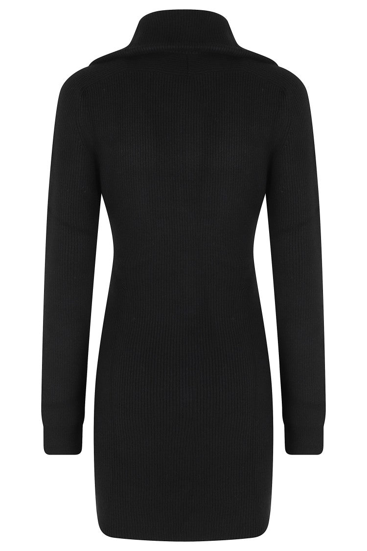 Anine Bing Black June Fitted Ribbed Cotton-Wool Day Dress