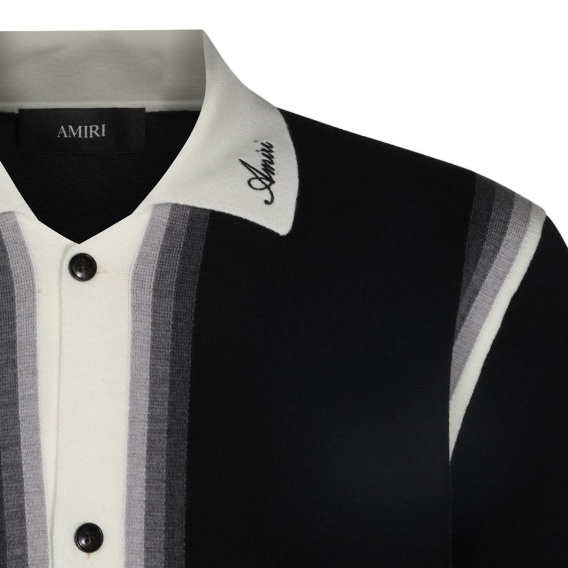 Amiri Short-Sleeve Sweater With Pointed Collar And Geometric Pattern