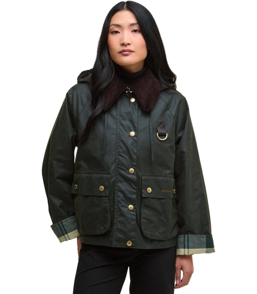 Barbour Reighton Wax Green Hooded Jacket
