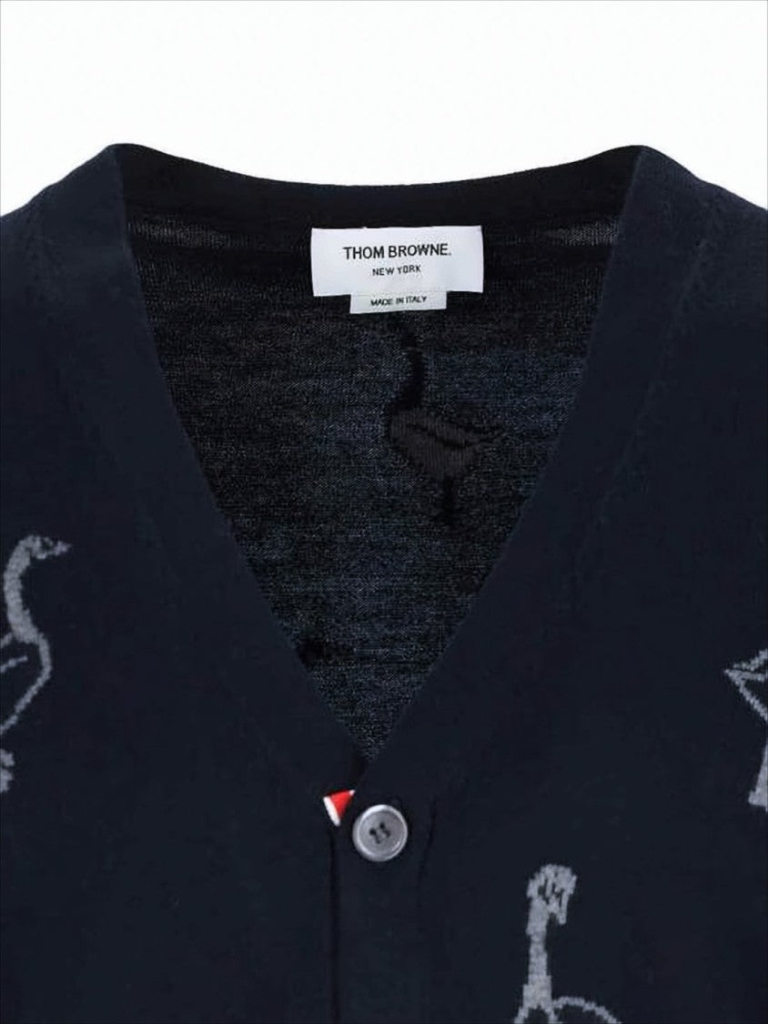 Thom Browne Wool And Cotton Blend Cardigan