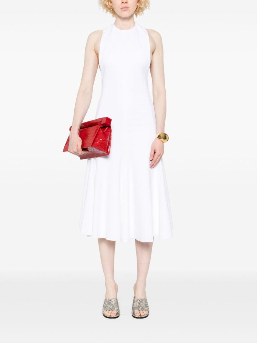 Jacquemus White Sleeveless Open Back Lined Dress