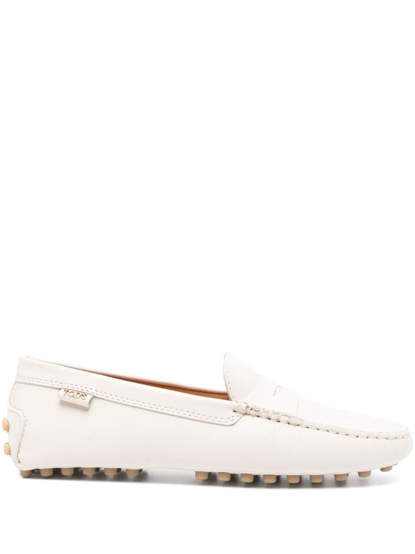 Tod's Calfskin Leather Flats With Pebbled Sole