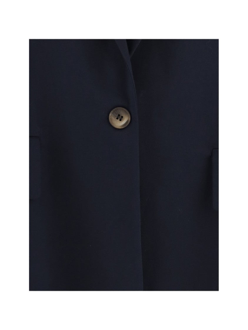 F.It Navy Blue Oversized Stretch Cotton Jacket