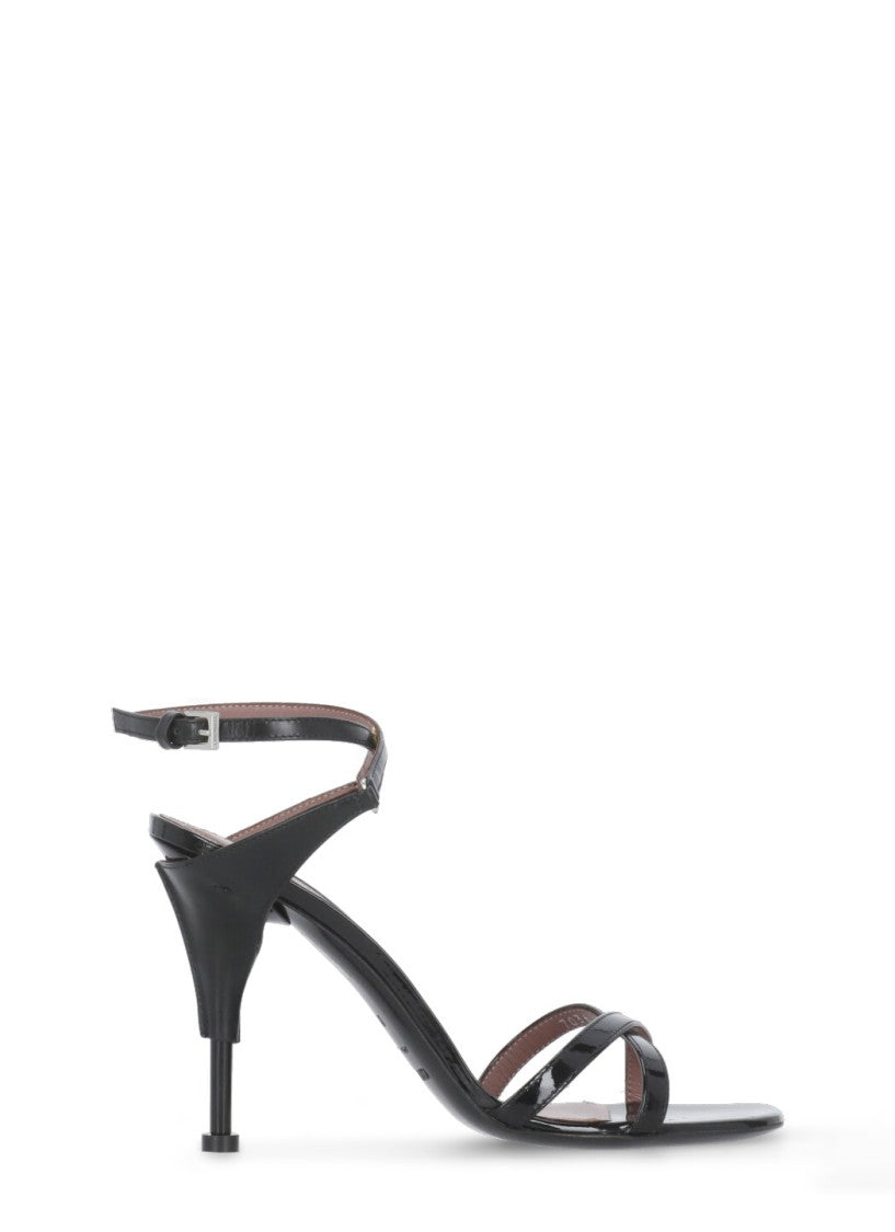 Premiata Black Polished Leather Sandals