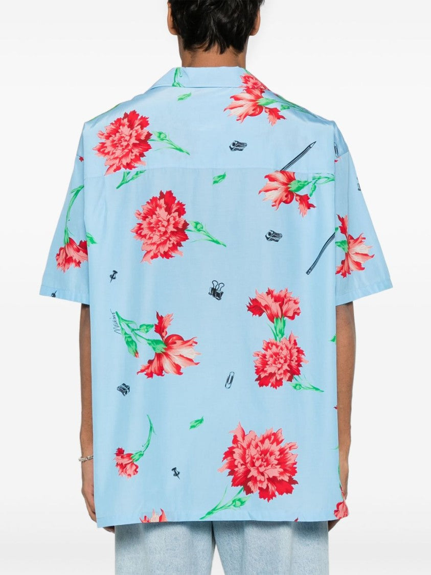 Moschino Splash Blue Drop Shoulder Slit Shirt