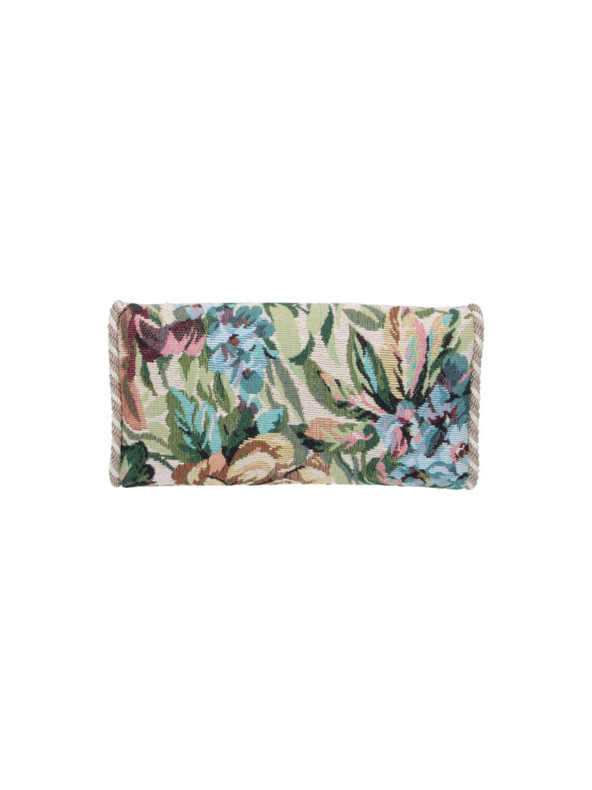 Valentino Garavani Rectangular Floral Tapestry Clutch Bag With Braided Trim