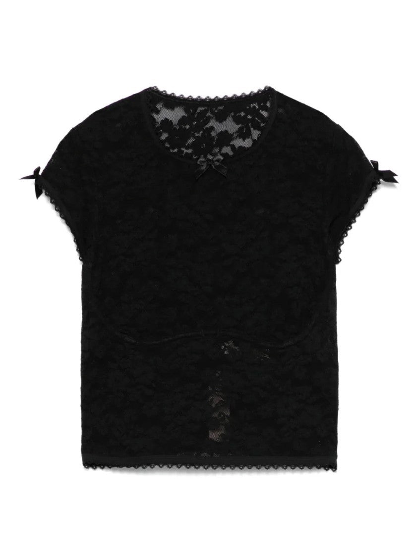 Agent Provocateur Black Frankie Cropped Lace Nylon T-Shirt
