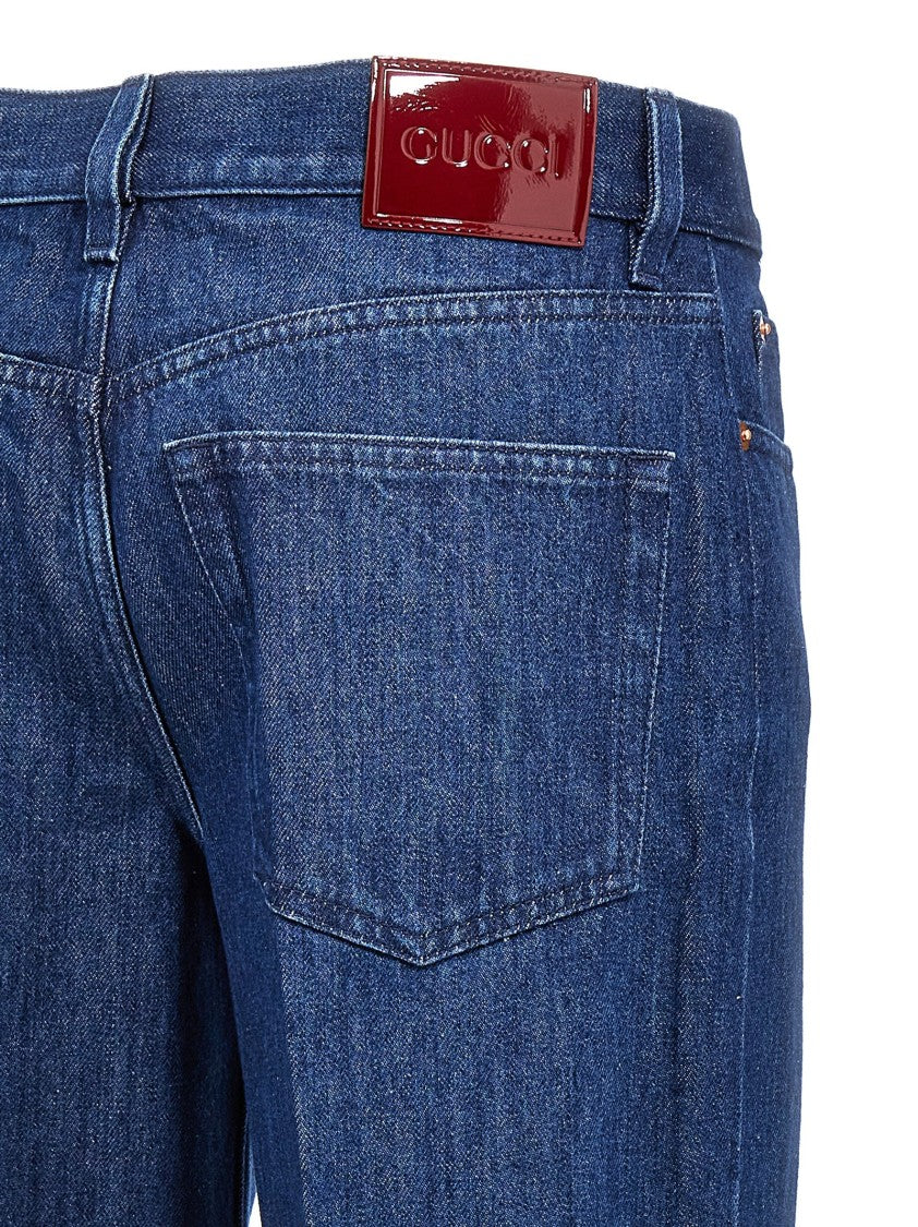 Gucci Straight-Leg Denim Jeans With Front Stretched Pleat