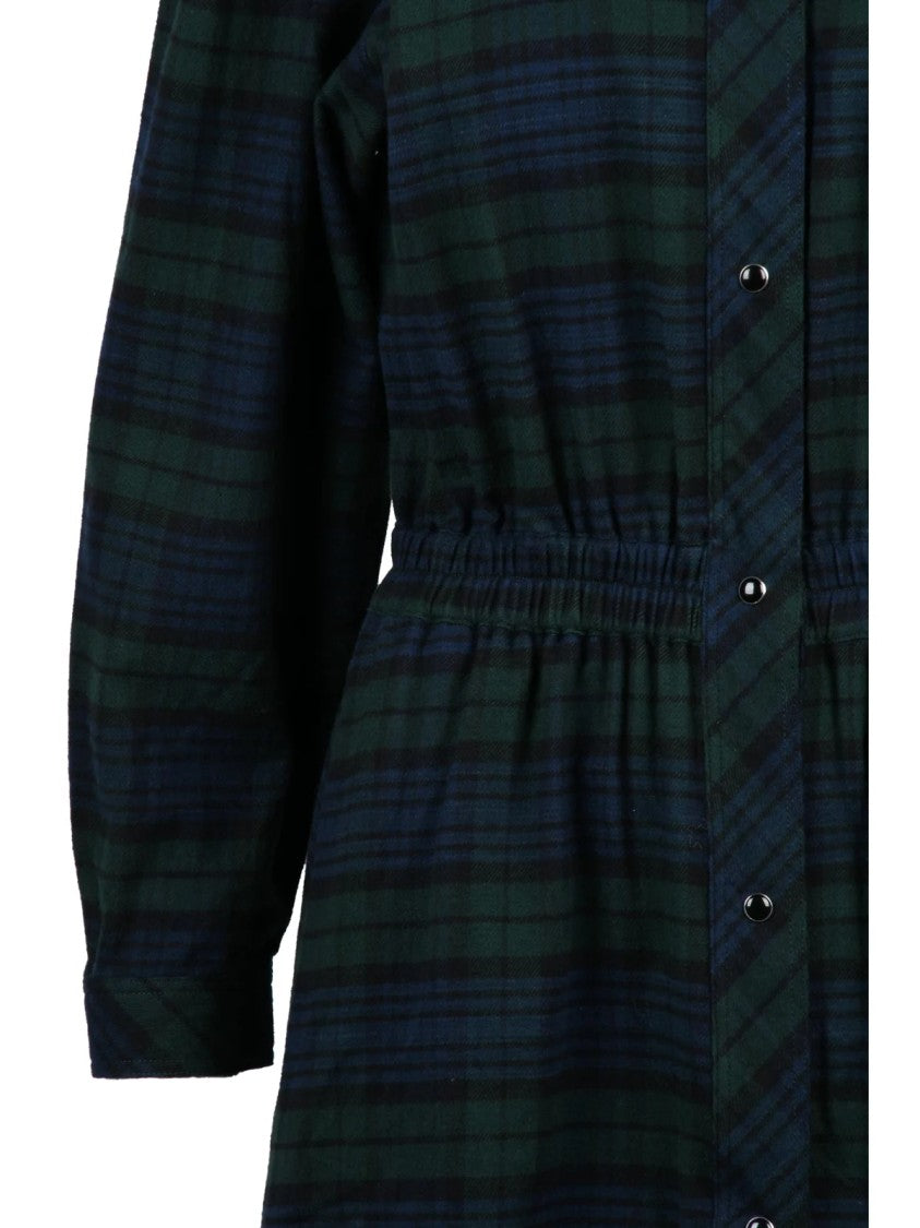 Bellerose Blue Plaid Cotton Flannel Snap Chemise