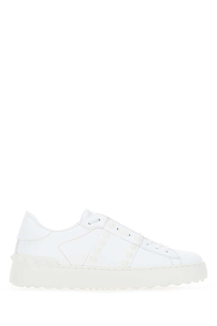 Valentino Garavani White Leather Rockstud Untitled Sneakers