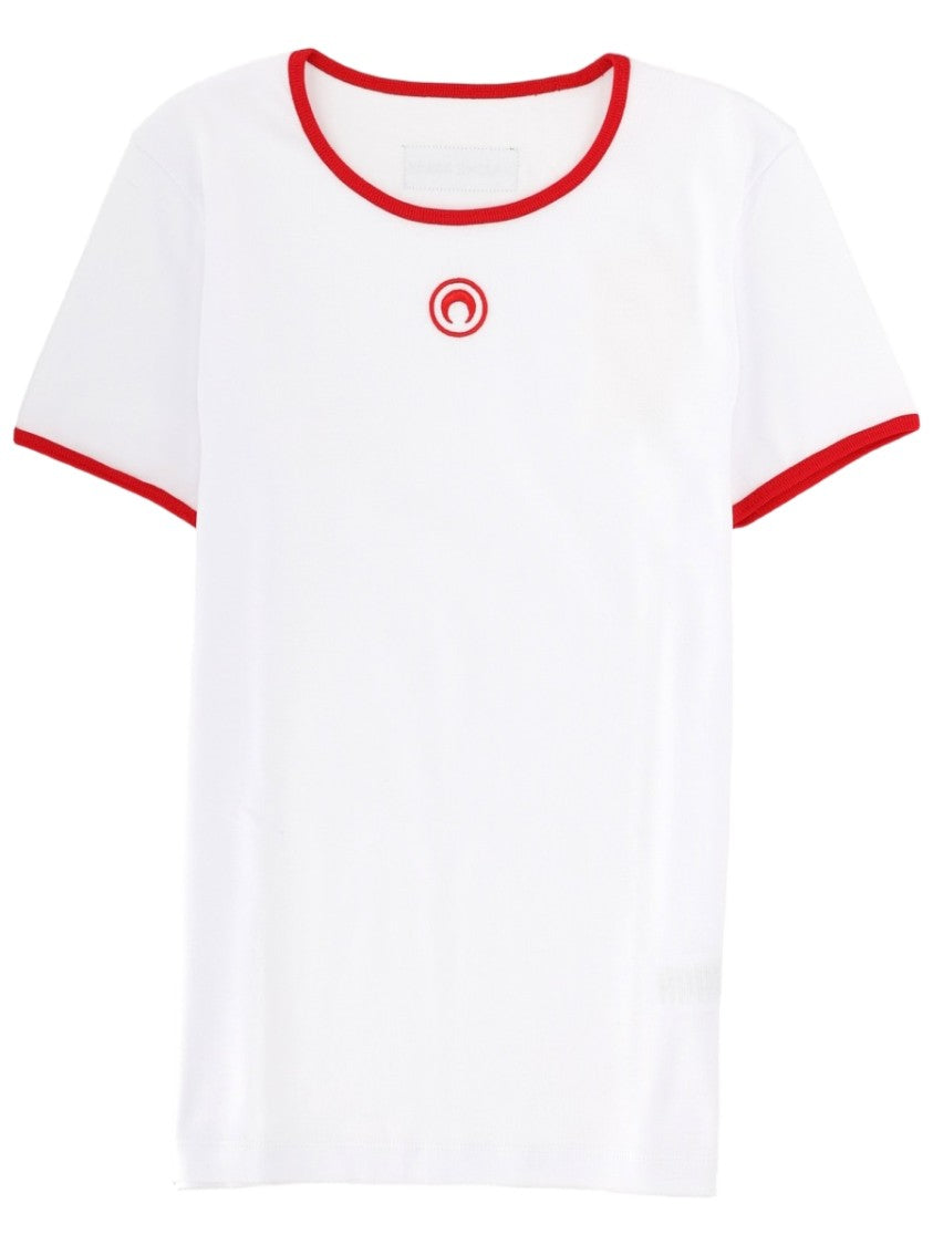 Marine Serre White Red Trim Emblem T-Shirt