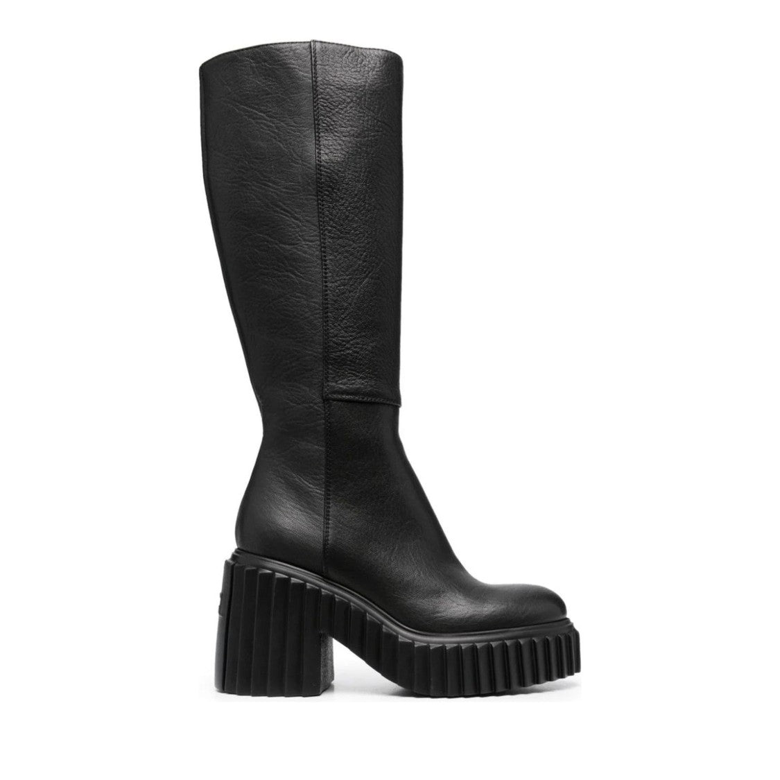 Agl Black Tiggy Goat Leather Chunky Sole Boots