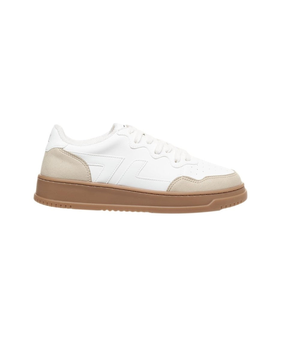 Zeta Handmade White Sneakers With Contrasting Toe Cap