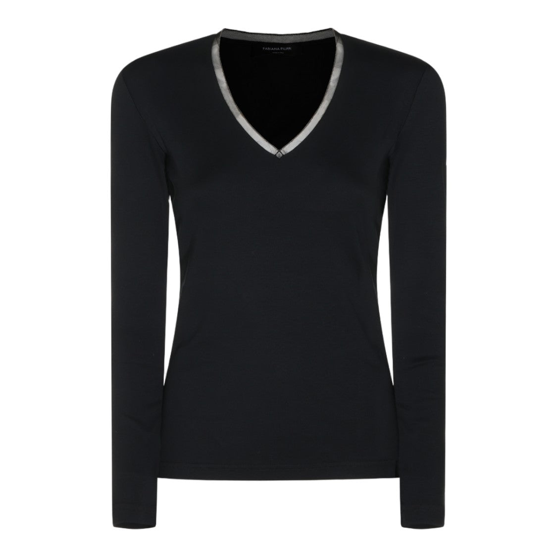 Fabiana Filippi Deep V-Neck Long-Sleeve T-Shirt