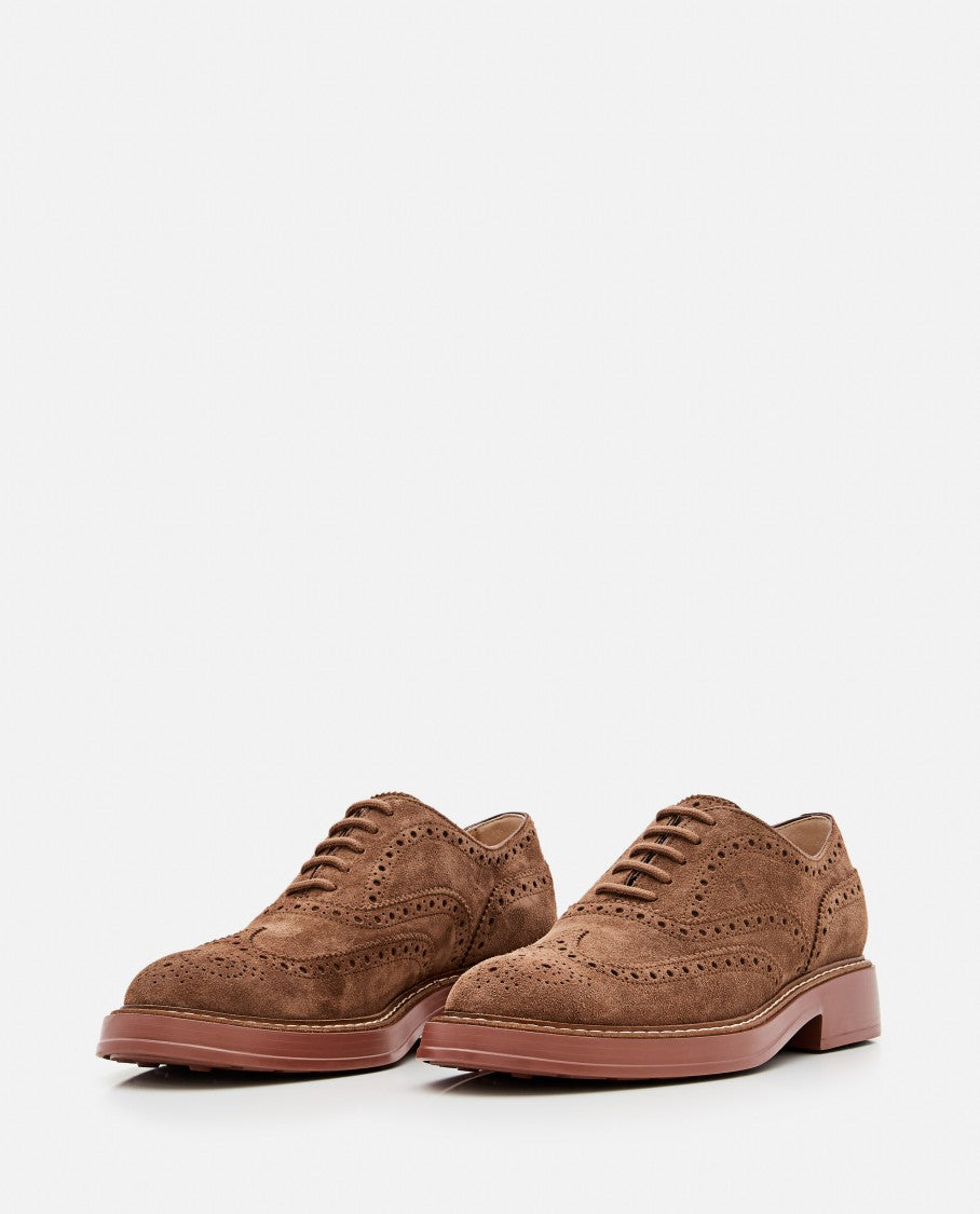 Tod's Beige Suede Lace-Up Shoes