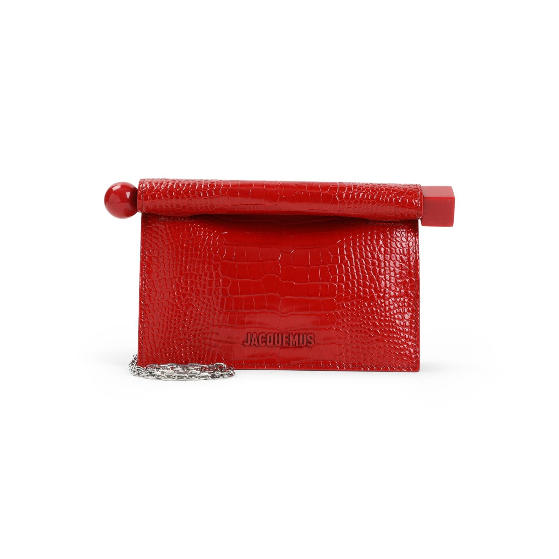 Jacquemus Red Leather Handbag With Geometric Handle