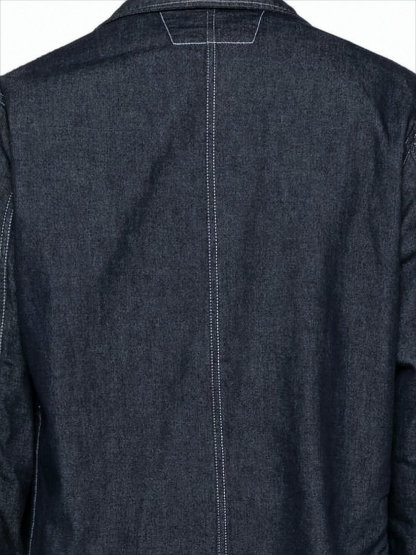 C.P. Company Denim Jacket With Structured Collar And Logo Patch