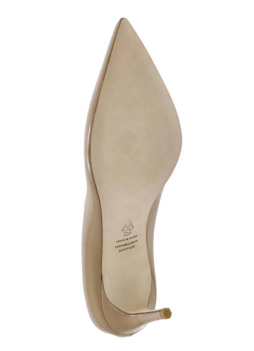 Stuart Weitzman Beige Power 75 Polished Leather Pumps