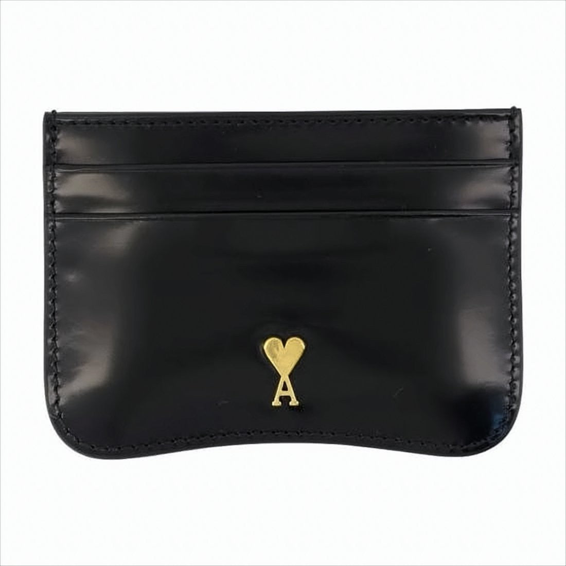 Ami Paris Sleek Black Cow Leather Cardholder