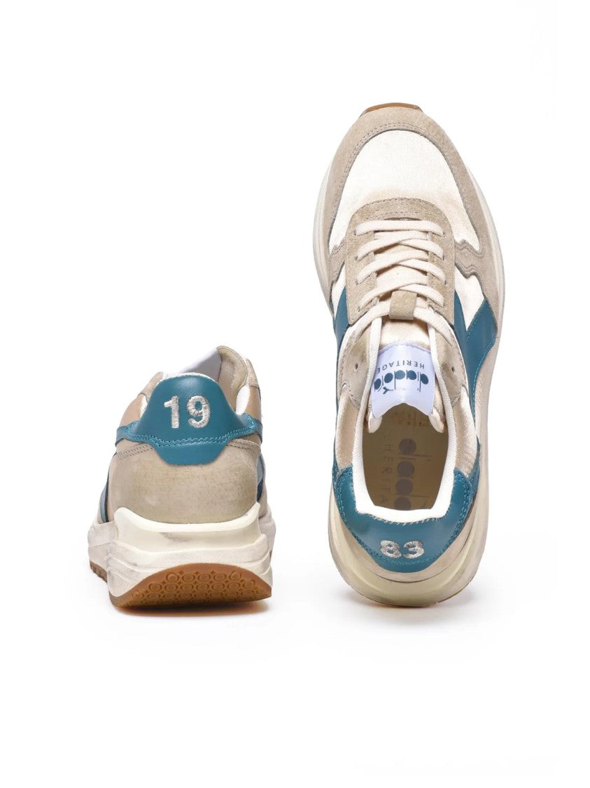 Diadora Heritage Beige Gold Leather Polyester Venus Sneakers