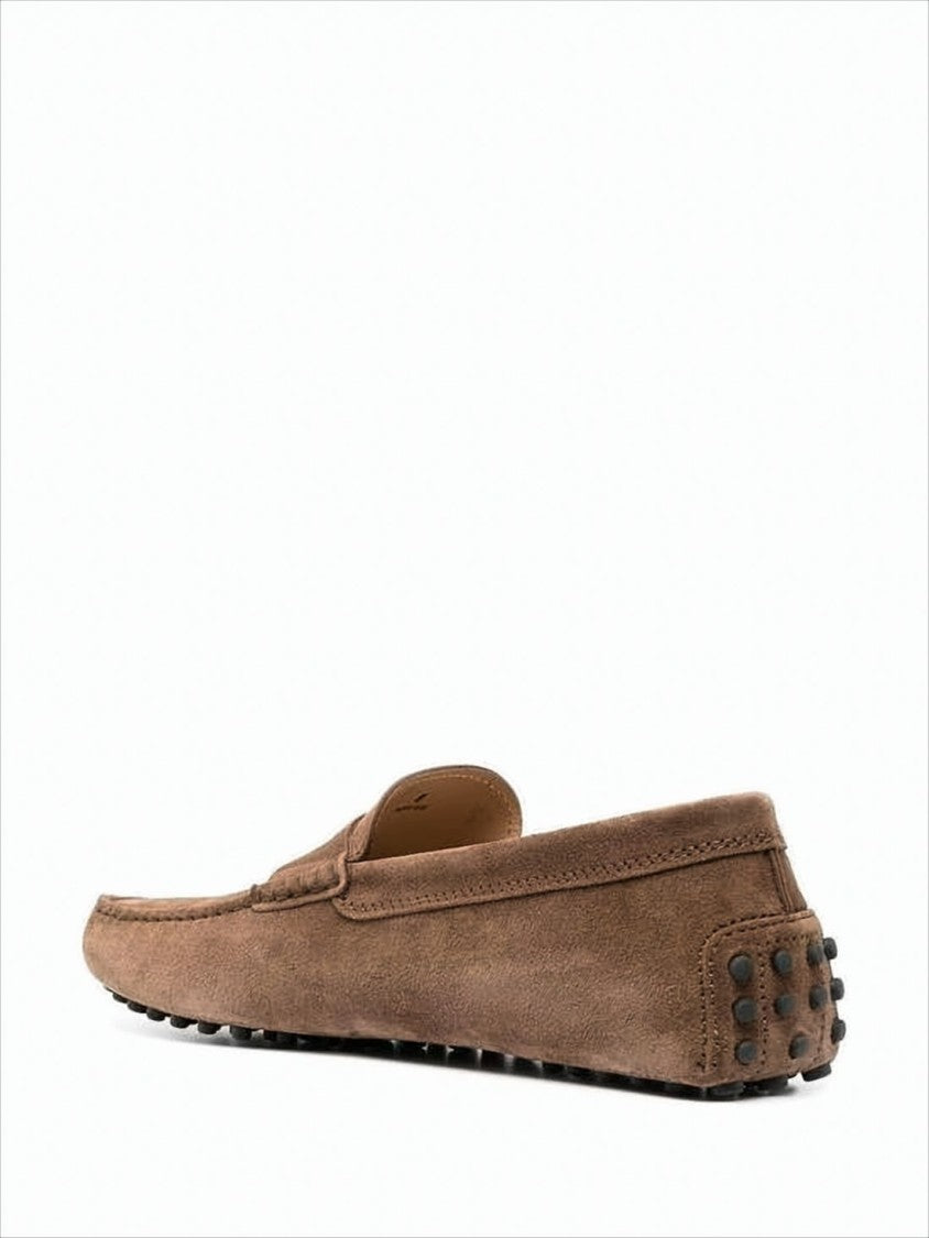 Tod's Suede Penny Loafers With Pebbled Rubber Sole