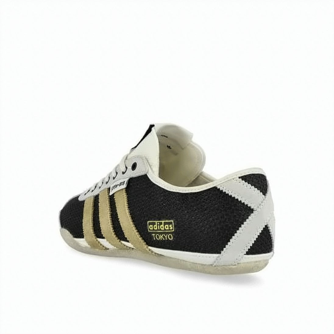 Song For The Mute Textured Black Sneakers With Beige Stripes And Rubber Sole