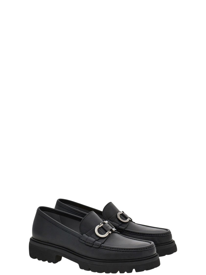 Ferragamo Chunky Rubber Sole Smooth Leather Cocoon Loafers