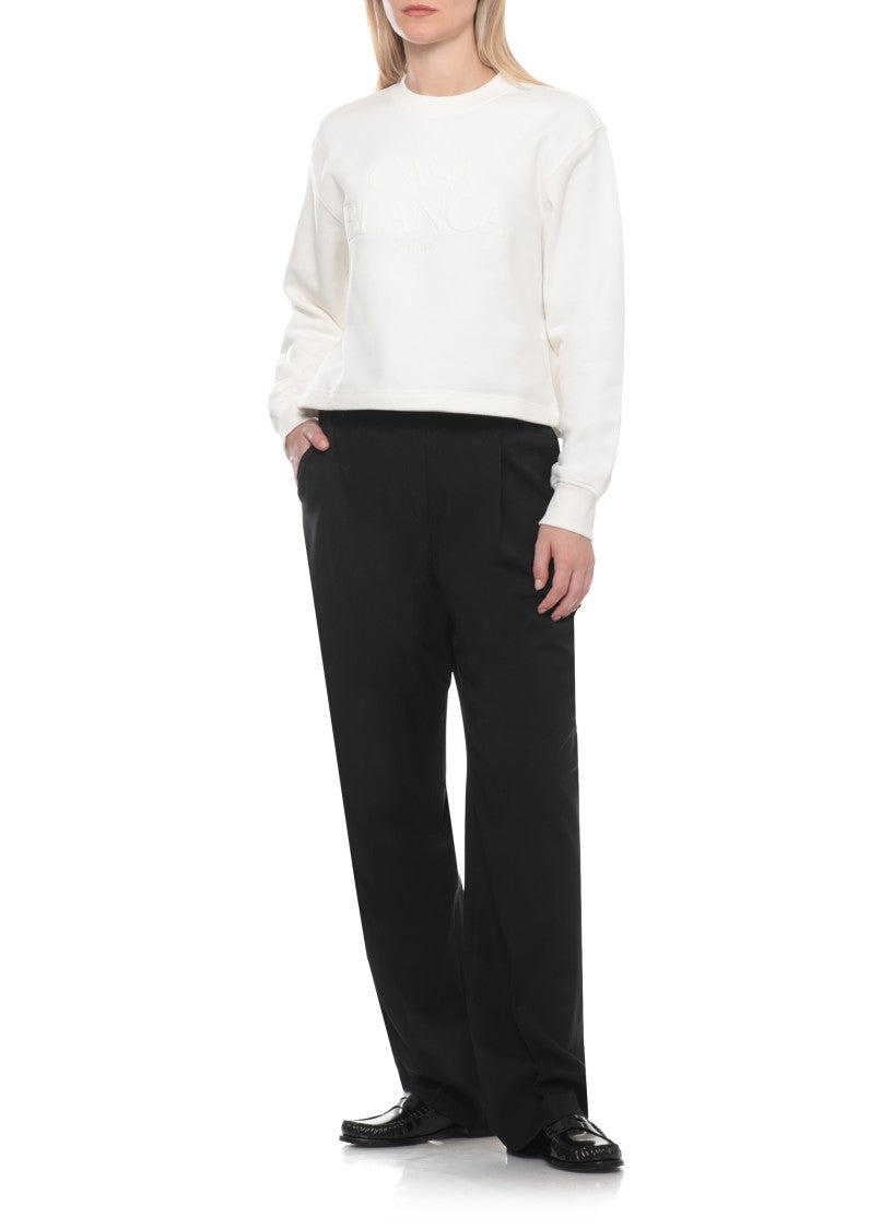 Casablanca White Cotton-Cashmere Embroidered Sweatshirt
