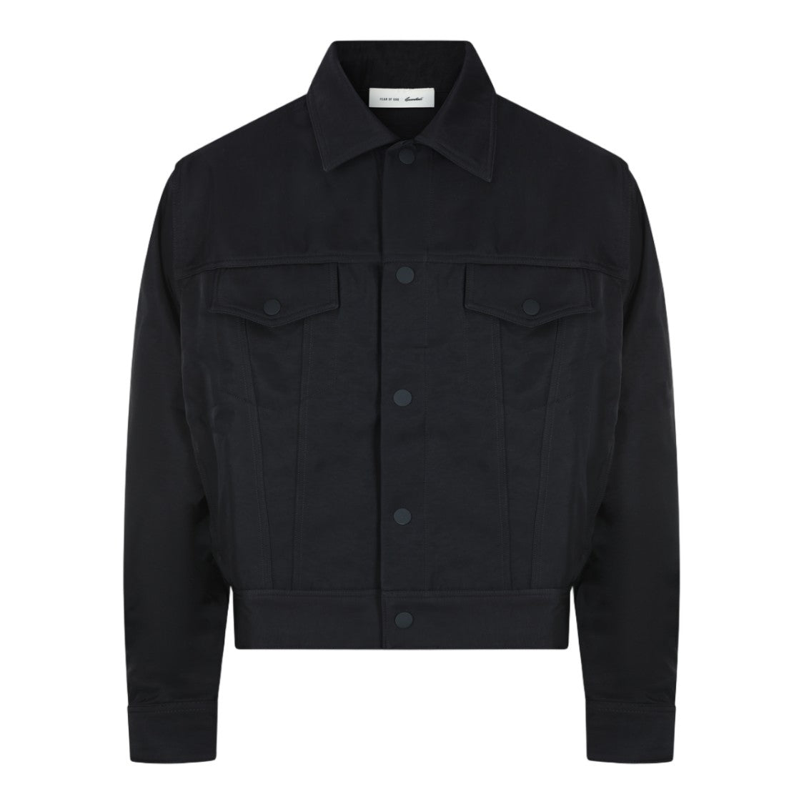 Fear Of God Essentials Structured Black Jacket With Classic Collar And Button-Down Front