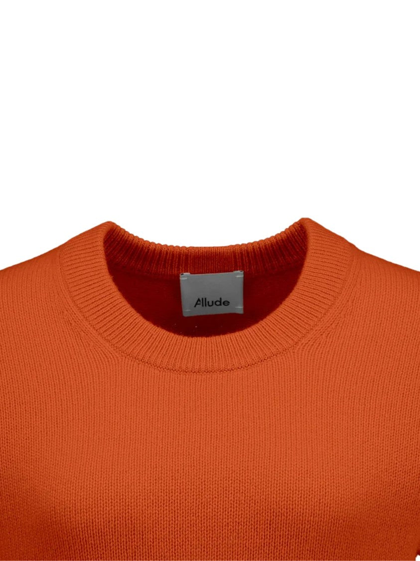 Allude Orange Finely Knit Cashmere Sweater