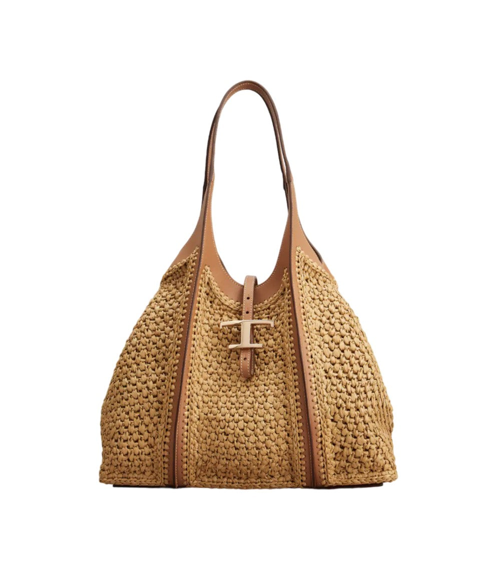 Tod's Yellow T Timeless Rattan Handbag