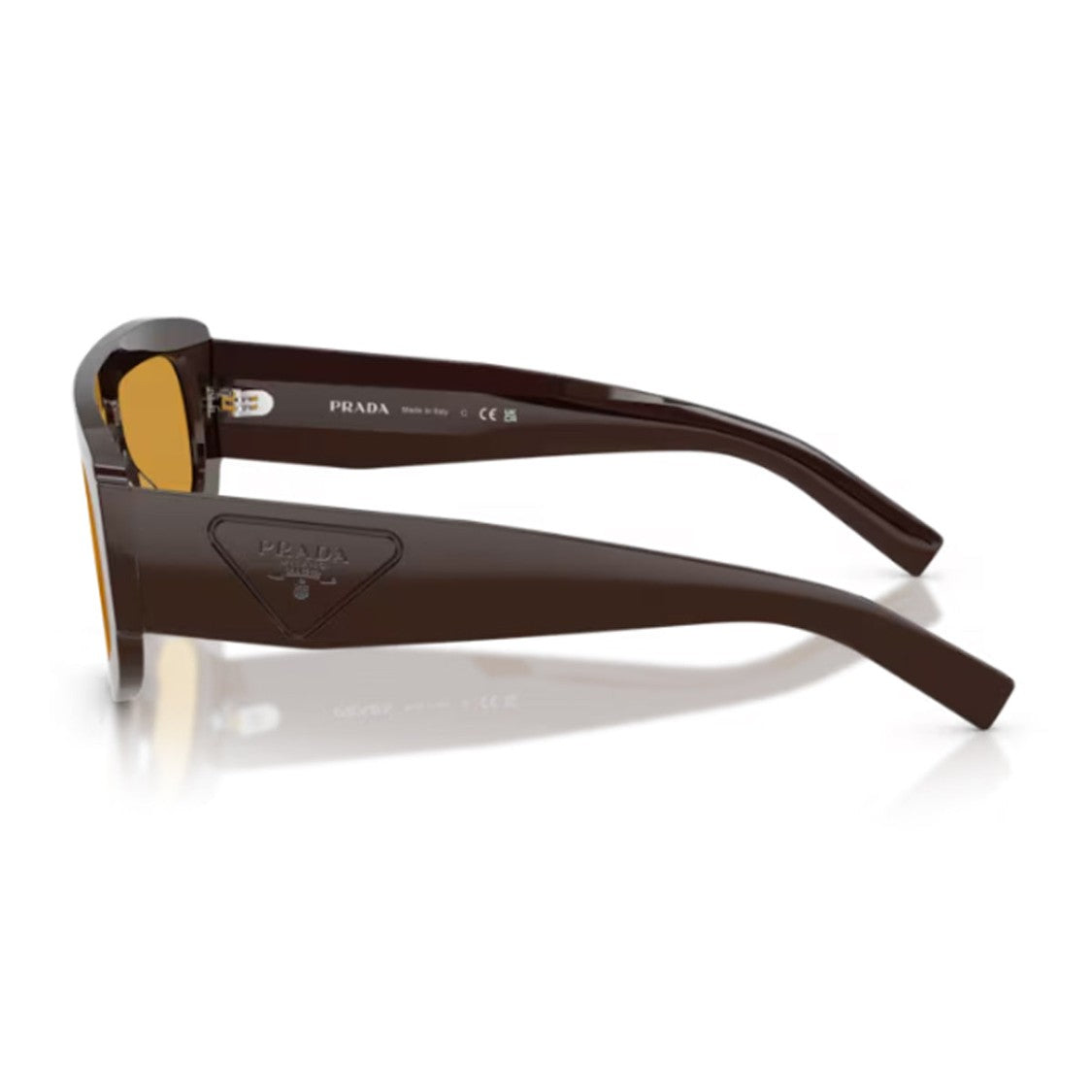 Prada Brown Pr D10s Rectangular Acetate Sunglasses