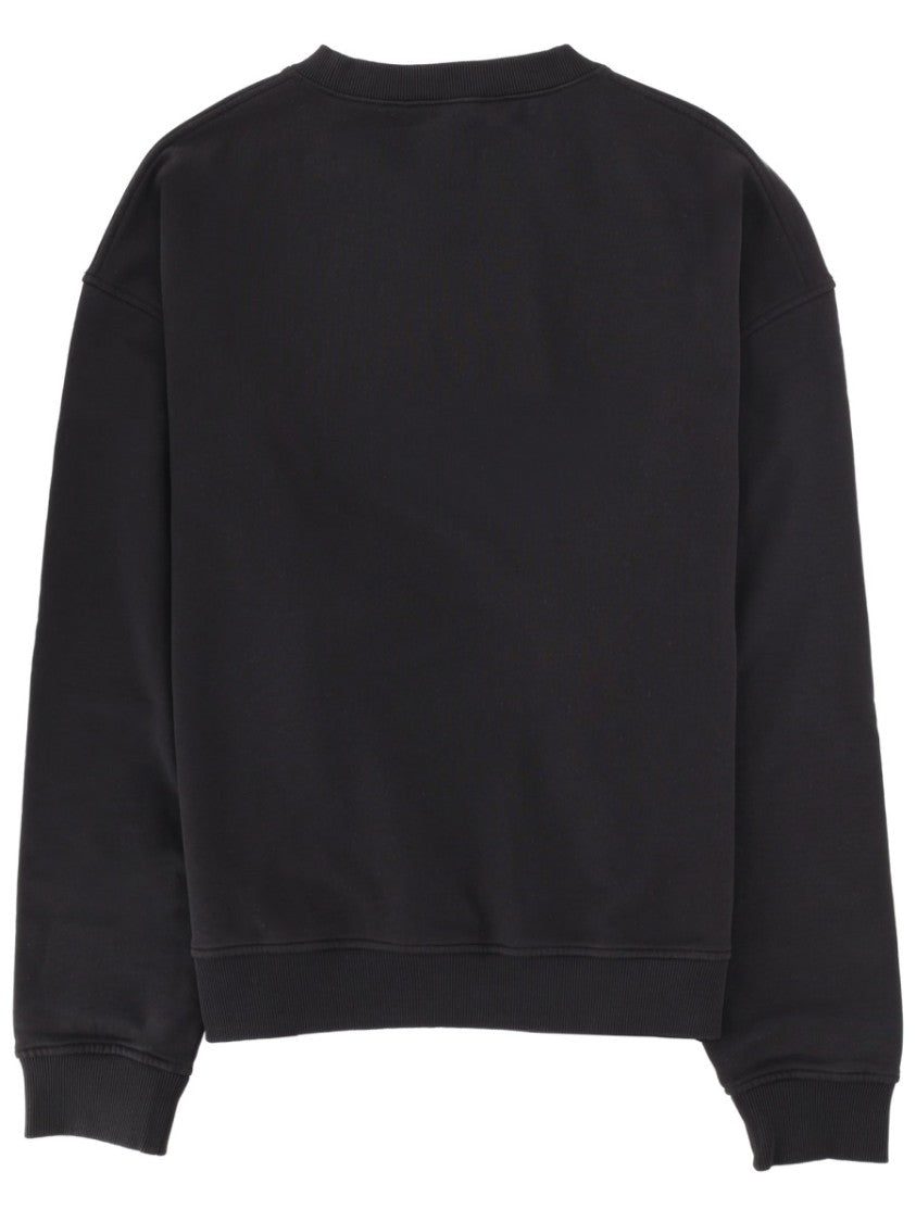 Palm Angels Crew Neck Curved Red Logo Sweatshirt