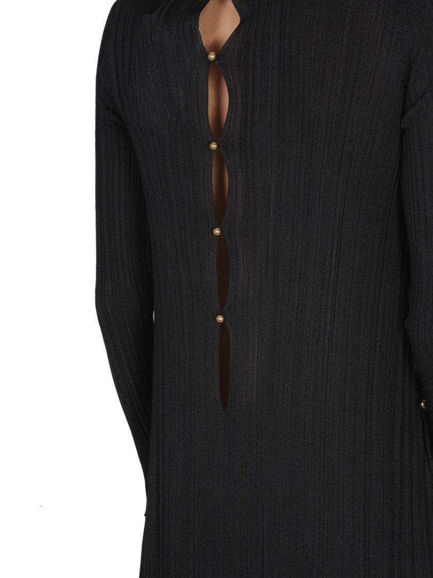 Bottega Veneta Hand-Embellished High Neck Plisse Dress