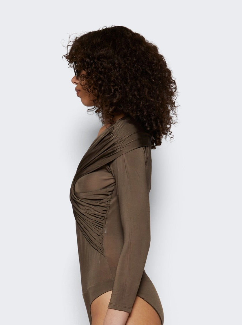 Patou Draped Bodysuit Mocha