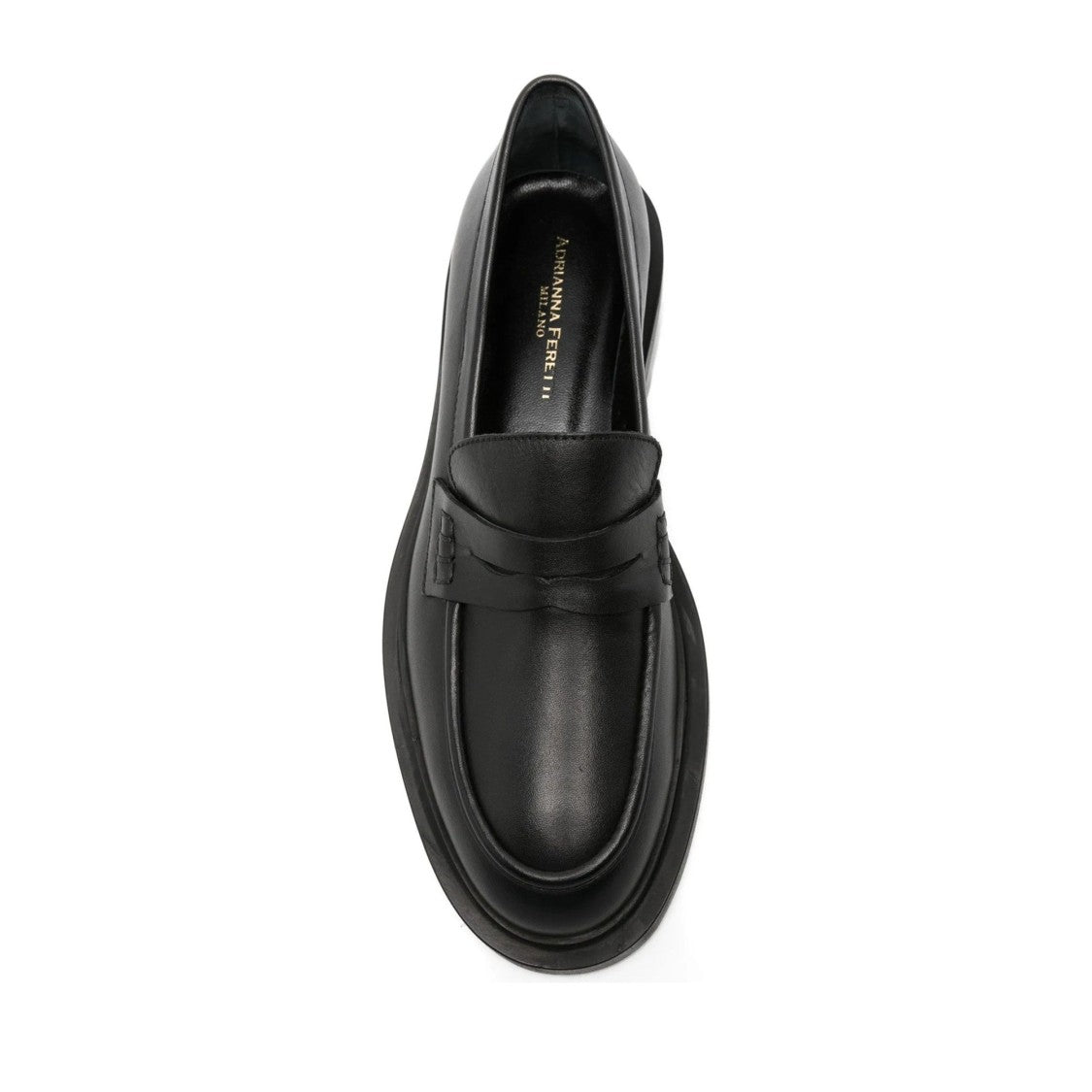 Adrianna Feretti Black Penny Strap Leather Loafers