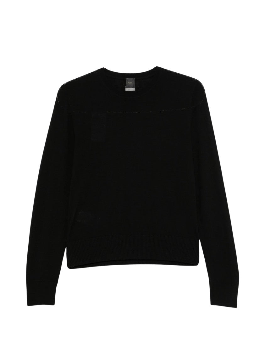 Pinko Minimalist Black Sweater With Cropped Fit
