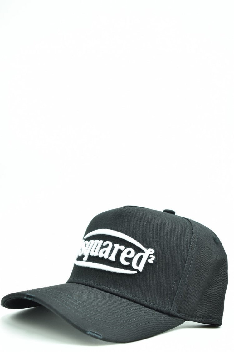 Dsquared2 Structured Black Cotton Embroidered Logo Cap