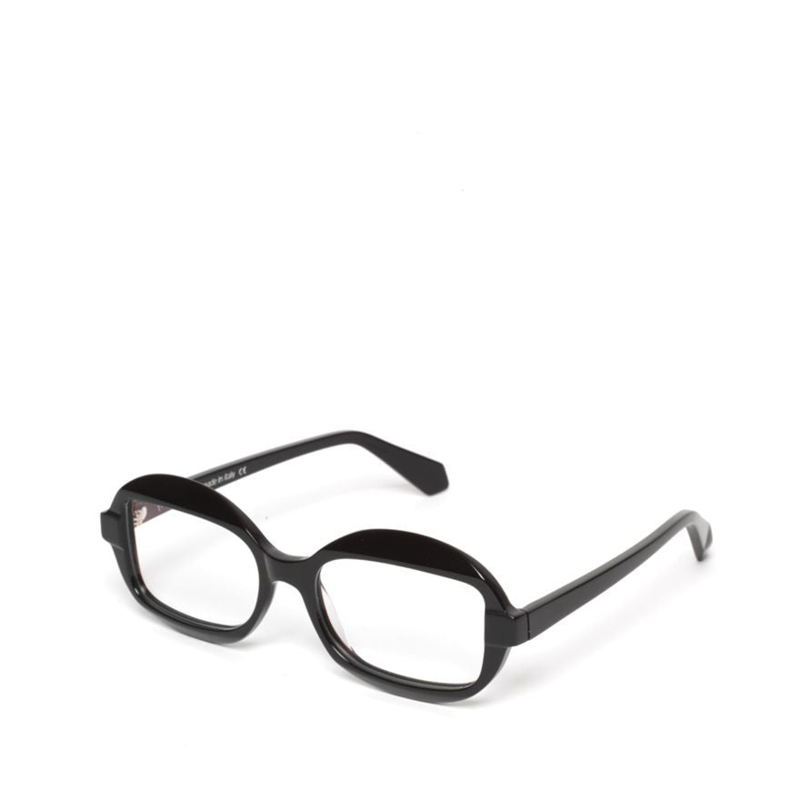 Rewind Sensitive Rectangular Black Acetate Eyeglasses With Rounded Edges