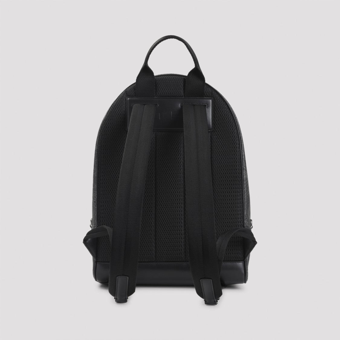 Etro Structured Black Bucket Bag With Subtle Paisley Pattern