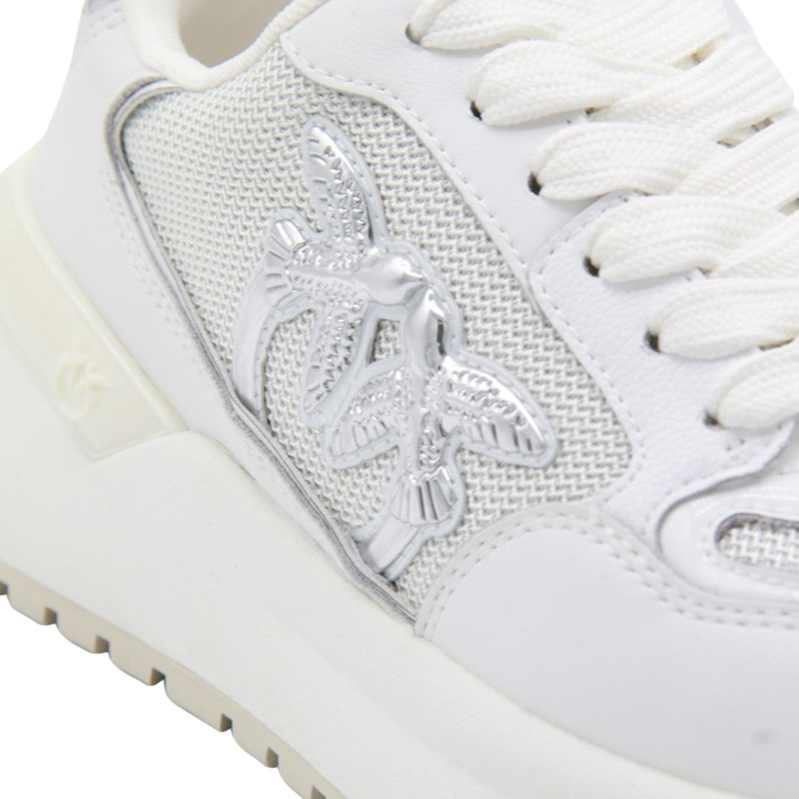 Pinko White Sneakers With Metallic Emblem