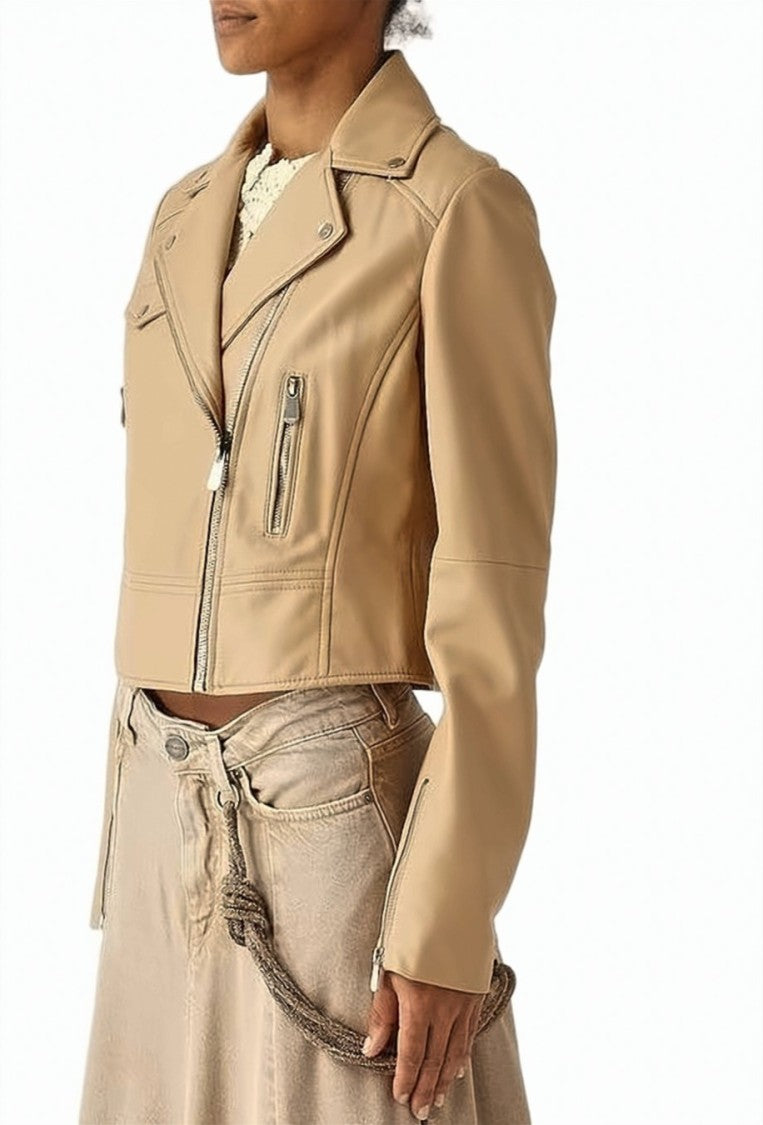 Pinko New Sensibile Cropped Leather Jacket